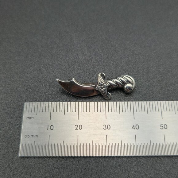Sterling Silver Small Floral Scimitar Sword Pin Brooch A6208 - Picture 5 of 6